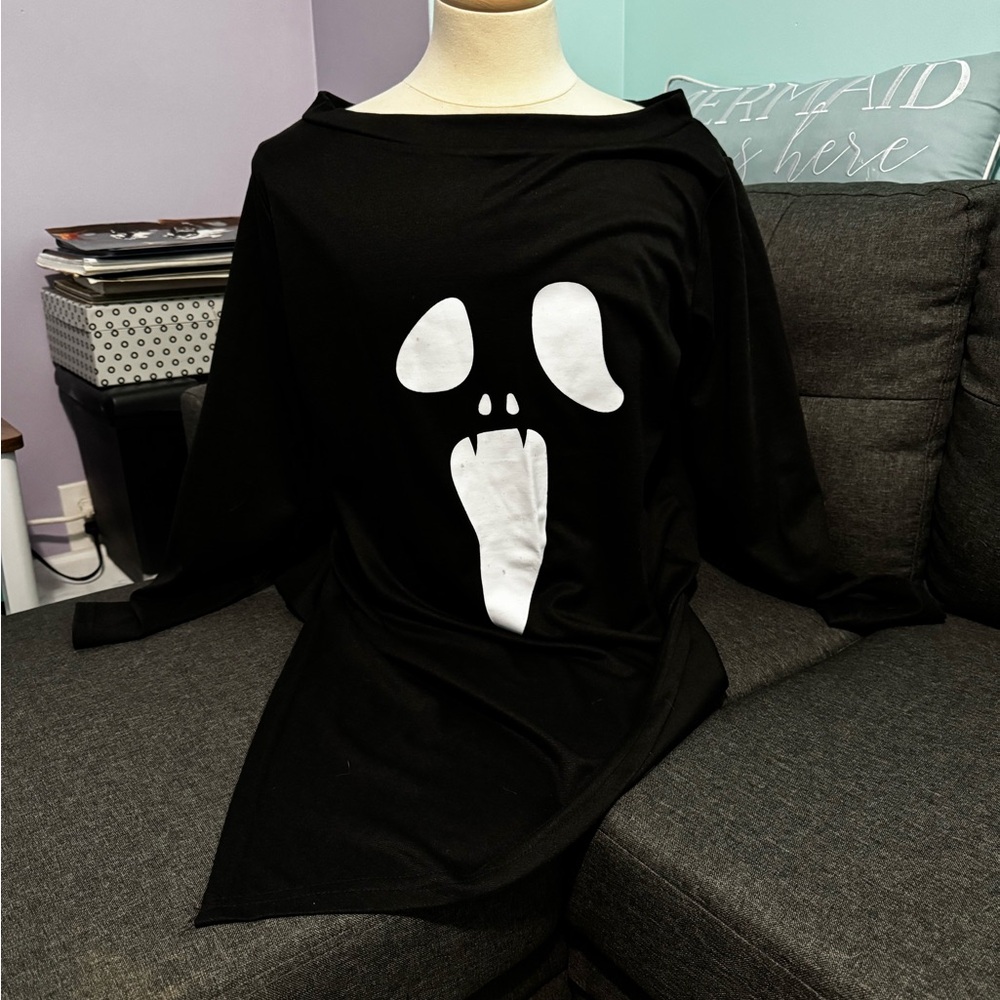 Black Ghost Face Tunic Top